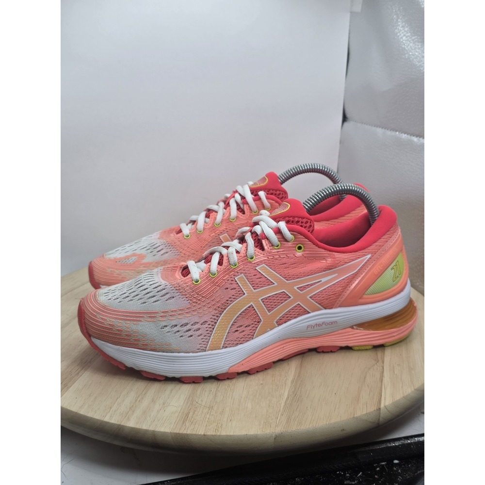 Women's sz 8.5‎ - Asics Gel-Nimbus 21 Running Shoes White/Sun Coral 1012A611